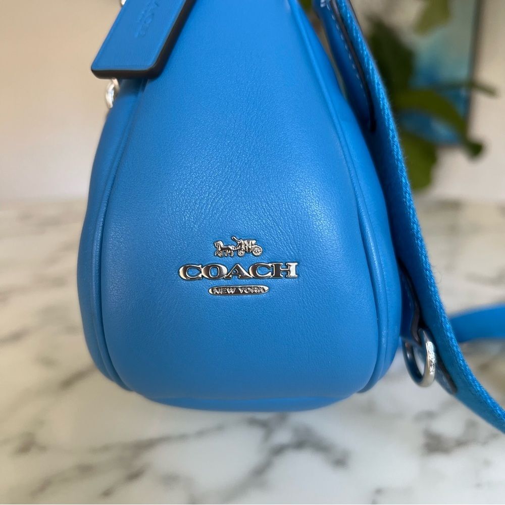 Coach Teri Shoulder Bag w/ Signature Quilting Silver Bright Blue CJ608 Crossbody - Picture 6 of 16